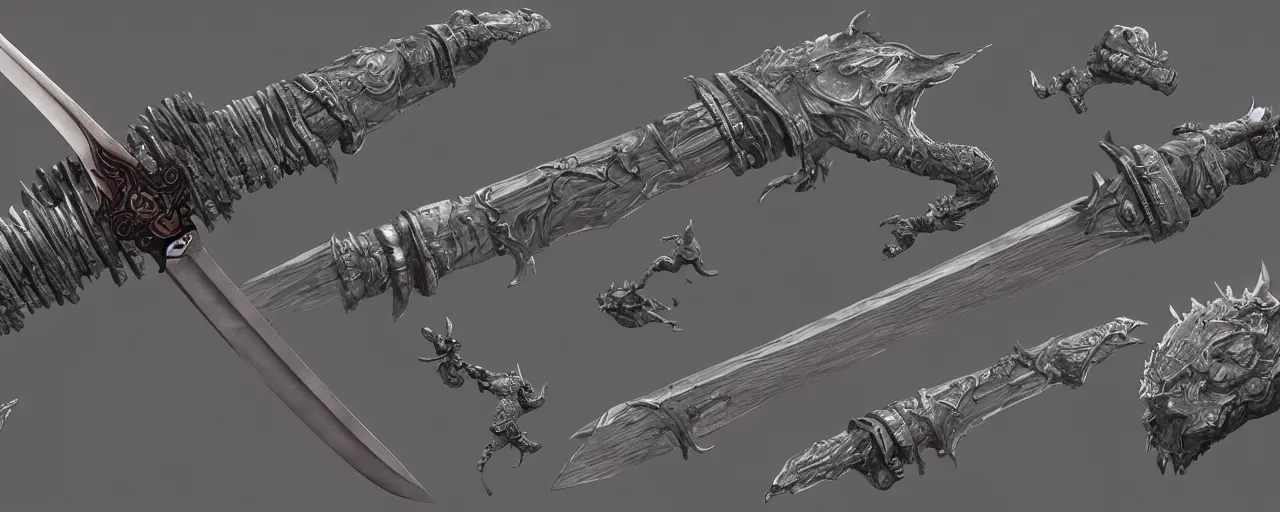 Image similar to sword design, shortsword, substance designer, weapon design, trending on artstation, art by gerald brom, greg rutkowski and artgerm and james jean and zdzisław beksinski, 8 k, unreal engine, c 4 d