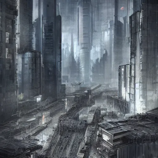 Prompt: dystopian regime concrete megacity, depressing, artstation