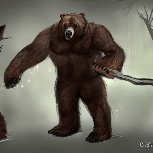 Prompt: Concept Art Of A Giant Evil Bear, HD