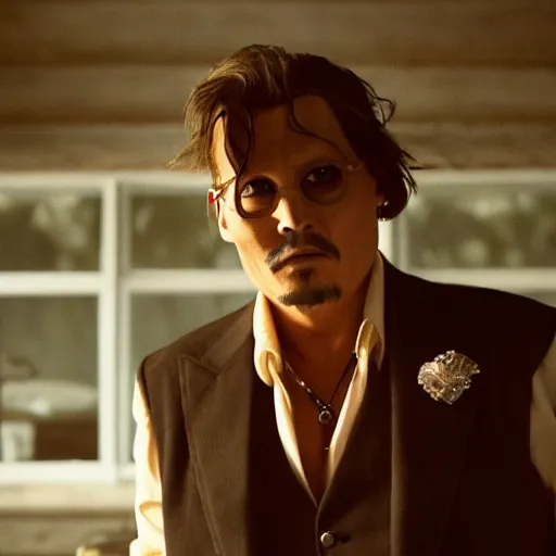 Image similar to johnny depp starring in the movie dog man face, movie still, 8 k