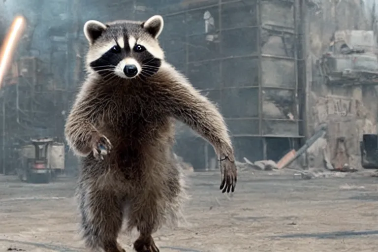 Image similar to mcu rocket racoon in a still of the movie district 9 ( 2 0 0 9 )