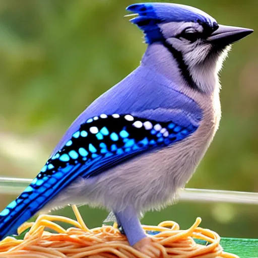 Image similar to bluejay eating spaghetti