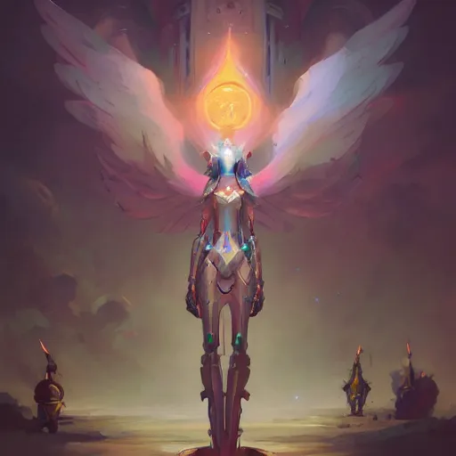 Prompt: a beautiful illustration of a robot seraphim by pete mohrbacher and guweiz and josan gonzalez, graphic novel