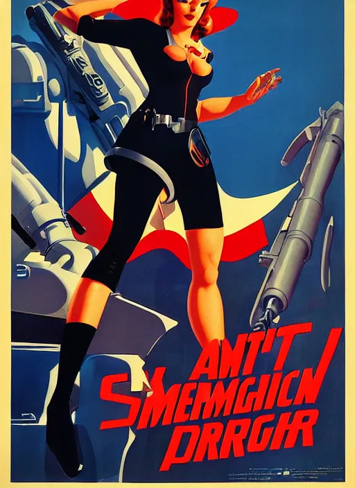 Image similar to american propaganda poster. cyberpunk spy. portrait by jean giraud and anton otto fischer and john philip falter and will eisner and gil elvgren. realistic proportions. tf 2, overwatch.