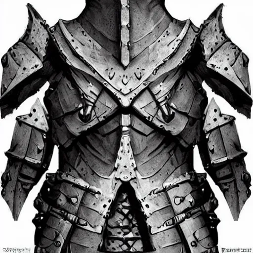 Image similar to ragged bone breast plate. armor made for ribcage and rib bones, knotted together. fantasy ribcage armor chest plate. digital charcoal sketch. prop design multiple angles. # digitalsketch # monochrome # sketch # ink # characterdesign # dndcharacter # charactersketch # characterconcept # conceptart