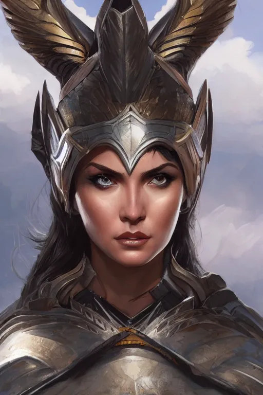 Image similar to amazon valkyrie athena, d & d, fantasy, portrait, highly detailed, headshot, digital painting, trending on artstation, concept art, sharp focus, illustration, art by artgerm and greg rutkowski and magali villeneuve