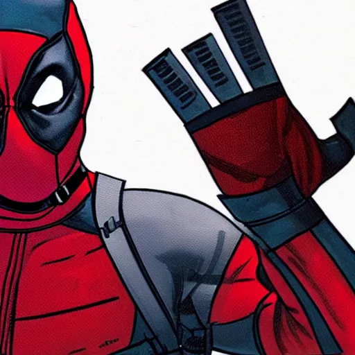 Prompt: deadpool comic, by ty templeton, comic book art