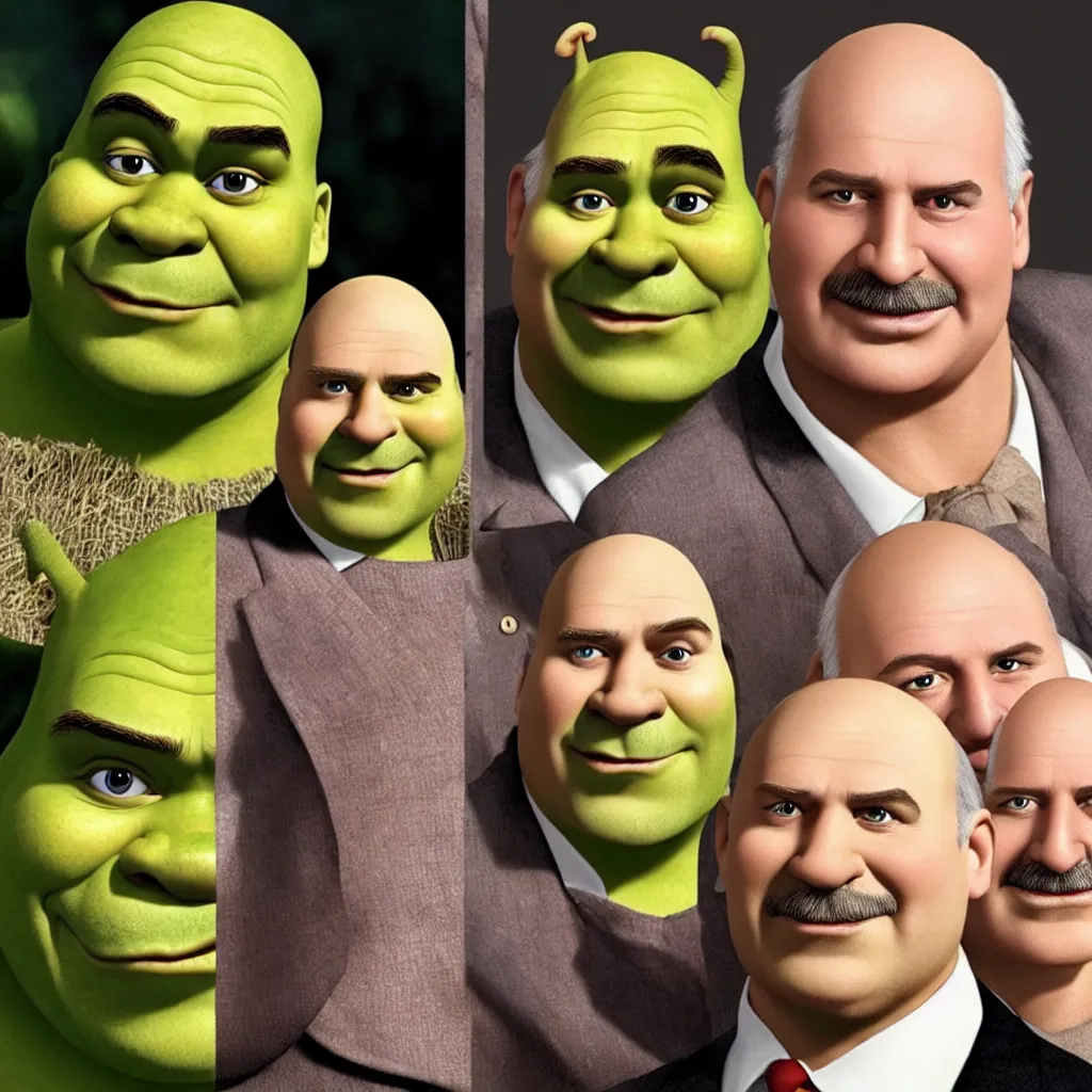 Image similar to shrek with alexander lukashenko face swap