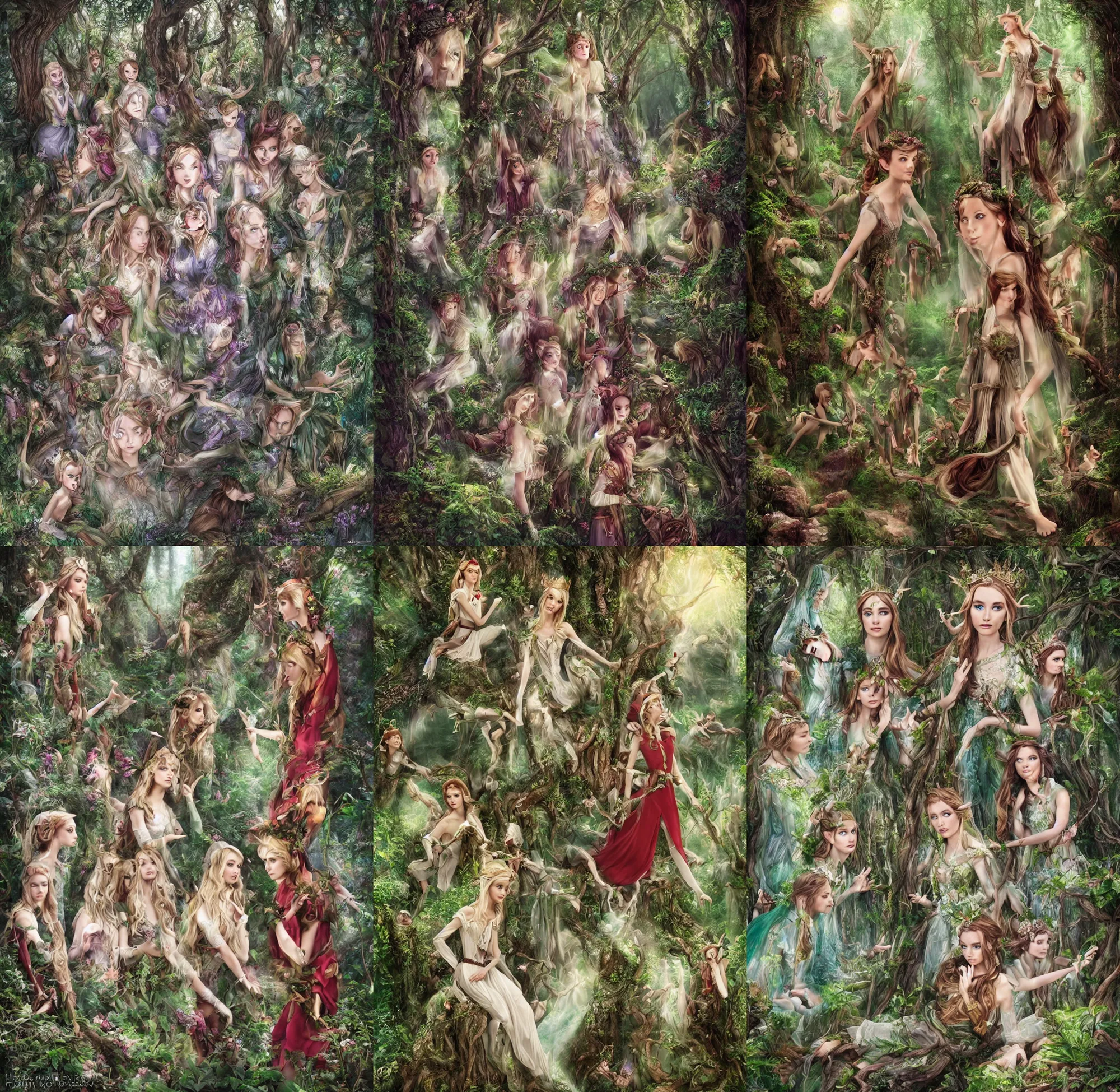 Prompt: beautiful elf princes in an enchanted forest, hyperrealistic