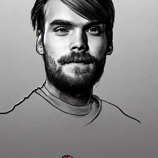 Image similar to pewdiepie, digital art, trending on art station