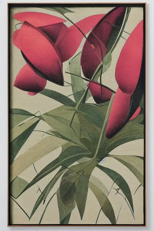Image similar to mid century modern art retro botanical illustration on canvas by bernard simunovic