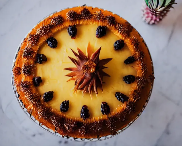 Image similar to dslr food photograph of a pineapple cake, 8 5 mm f 1. 4