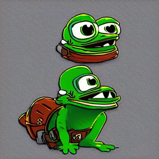 Image similar to cute pepe the miner, detailed, artstation