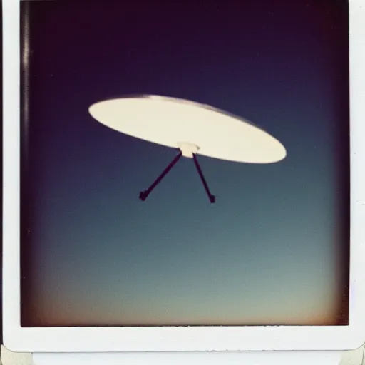 Prompt: a polaroid photograph of a flying saucer in the desert