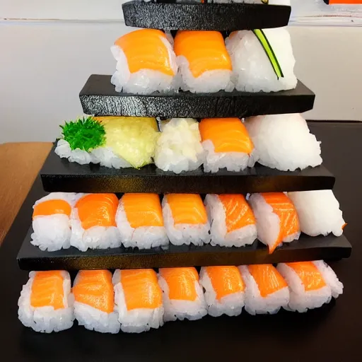 Image similar to a pyramid of sushi