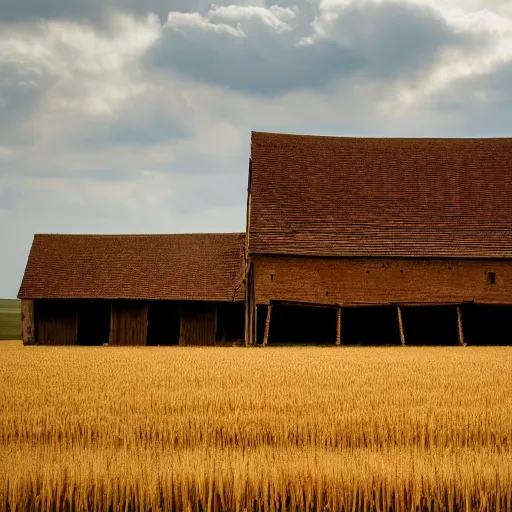 Image similar to endless field of wheat with abandoned barn