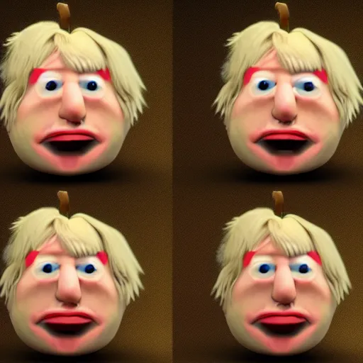 Image similar to boris johnson as a apple, ultra realistic details, humor, 8 k