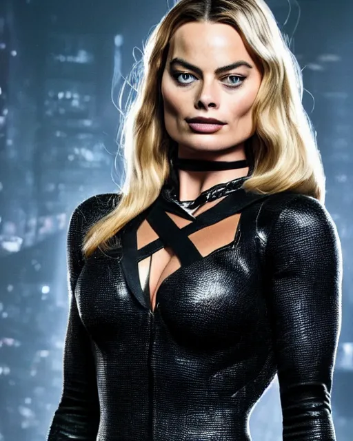 Prompt: margot robbie as cat woman, full body shot, highly detailed, detailed face, cinematic, professional photograph