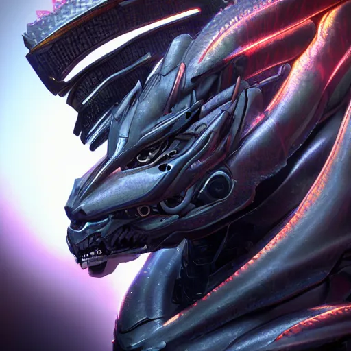 Image similar to a highly detailed bust of a beautiful anthropomorphic humanoid robotic mecha female dragon, with smooth and streamlined armor, standing and posing elegantly, well detailed dragon head with LED eyes and a maw, sharp and dangerous sleek design, two arms, two legs, long tail, beautiful digital art, artstation, DeviantArt, FurAffinity, professional, octane render, sunset lighting