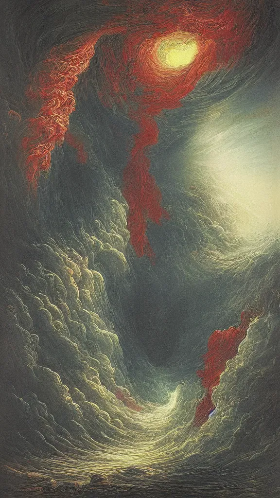 Prompt: beautiful colorful tornado, massive, Gustave Dore, vibrant