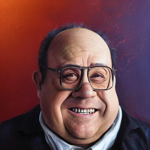 Image similar to hyperrealistic mixed media high resolution painting of a quadriplegic Danny DeVito, stunning 3d render inspired art by István Sándorfi and Greg Rutkowski and Unreal Engine, perfect facial symmetry, dim volumetric lighting, 8k octane beautifully detailed render, full body shot, post-processing, extremely hyper-detailed, intricate, epic composition, highly detailed attributes, highly detailed atmosphere, cinematic lighting, masterpiece, trending on artstation, very very detailed, masterpiece, stunning, flawless structure, lifelike texture, perfection,