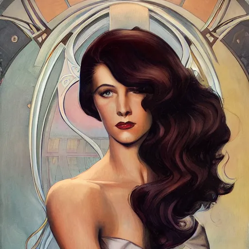 Image similar to a streamline moderne, ( art nouveau ), multi - racial portrait in the style of charlie bowater, and in the style of donato giancola, and in the style of charles dulac. intelligent, expressive eyes. symmetry, ultrasharp focus, dramatic lighting, semirealism, intricate symmetrical ultrafine background detail.