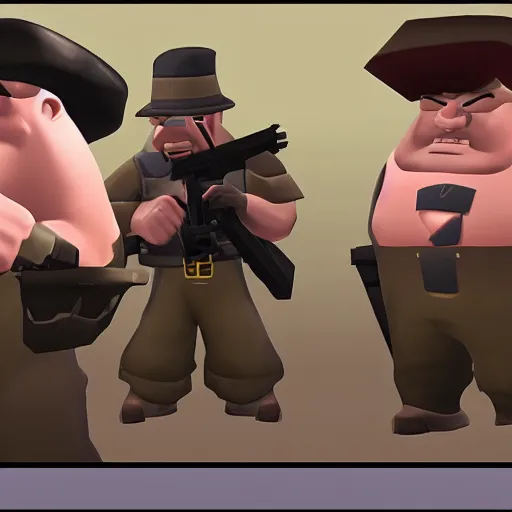 Prompt: DISAPPOINTED expression of Heavy from Team Fortress 2