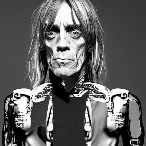 Image similar to Robot Iggy Pop 80% robot 20%man