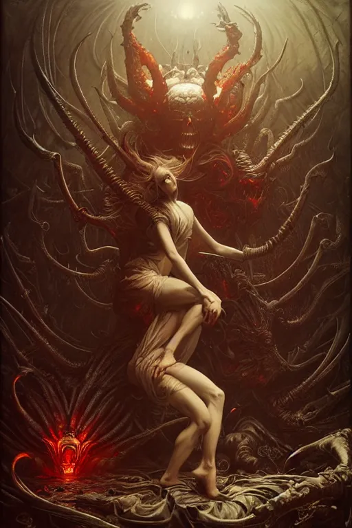 Image similar to devil's dance by anna podedworna, ayami kojima, greg rutkowski, giger, maxim verehin