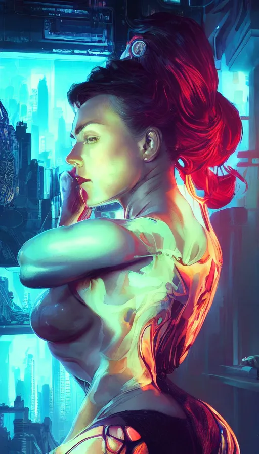 Prompt: altered carbon, neon, fibonacci, girls, sweat drops, insane, pinup, intricate, highly detailed, digital painting, artstation, concept art, smooth, sharp focus, illustration, Unreal Engine 5, 8K, art by artgerm and greg rutkowski and alphonse mucha