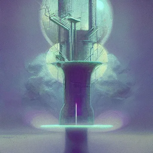 Image similar to everything is connected. digital artwork by vincent bons, beeple, michael whelan, remedios varo and gerardo dottori. grainy and rough. interesting pastel colour palette. beautiful light. oil and water colour based on high quality render.