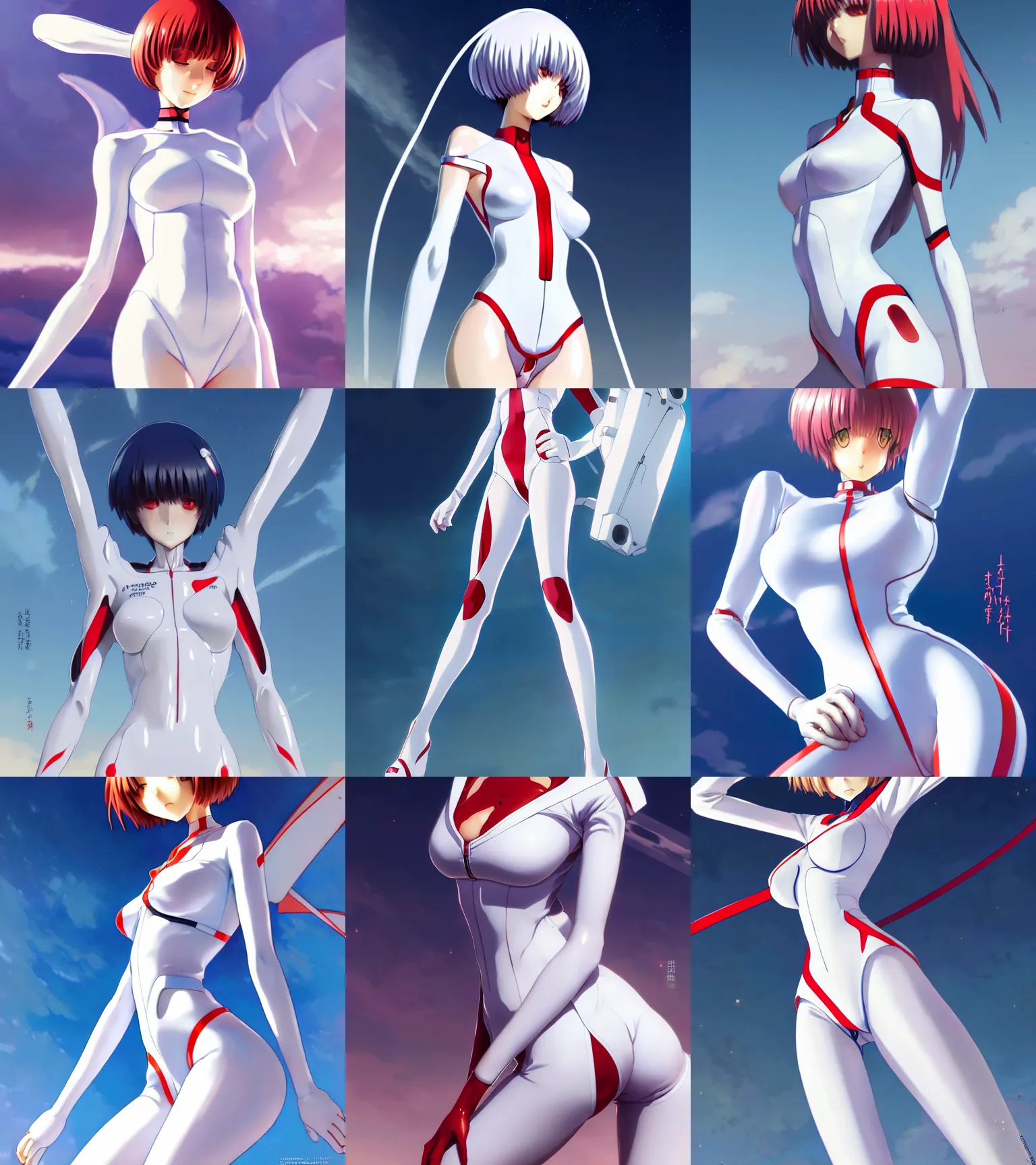 Prompt: attractive Ayanami Rei from Evangelion, thigh focus, thigh gap, juicy legs, white evangelion plugsuit, thighs close up, hourglass slim figure, accentuated hips, bottom body close up, attractive features, details, sharp focus, illustration, by Jordan Grimmer and greg rutkowski, Trending artstation, pixiv, digital Art