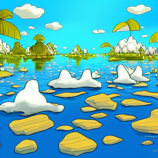 Image similar to blue floating island cartoon app background artwork, digital art, award winning