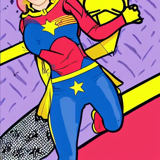 Prompt: hello kitty as Captain marvel