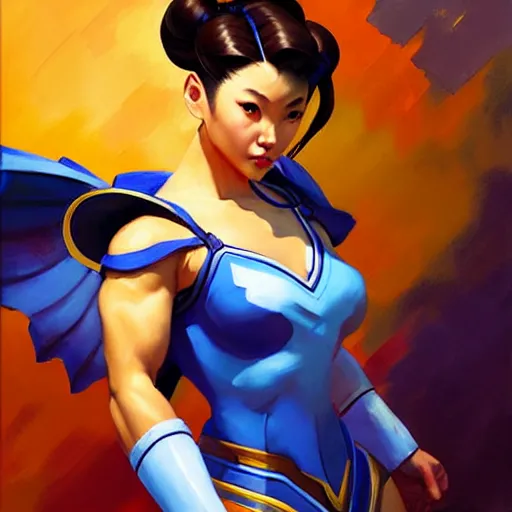 Prompt: Greg Manchess portrait painting of Chun-Li as Overwatch character, medium shot, asymmetrical, profile picture, Organic Painting, sunny day, Matte Painting, bold shapes, hard edges, street art, trending on artstation, by Huang Guangjian and Gil Elvgren and Sachin Teng