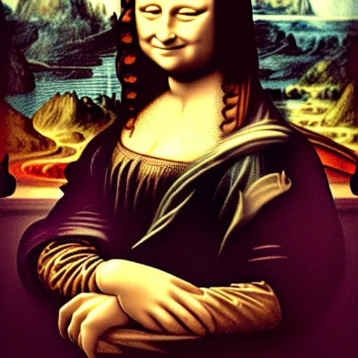 Image similar to child drawing of mona lisa.