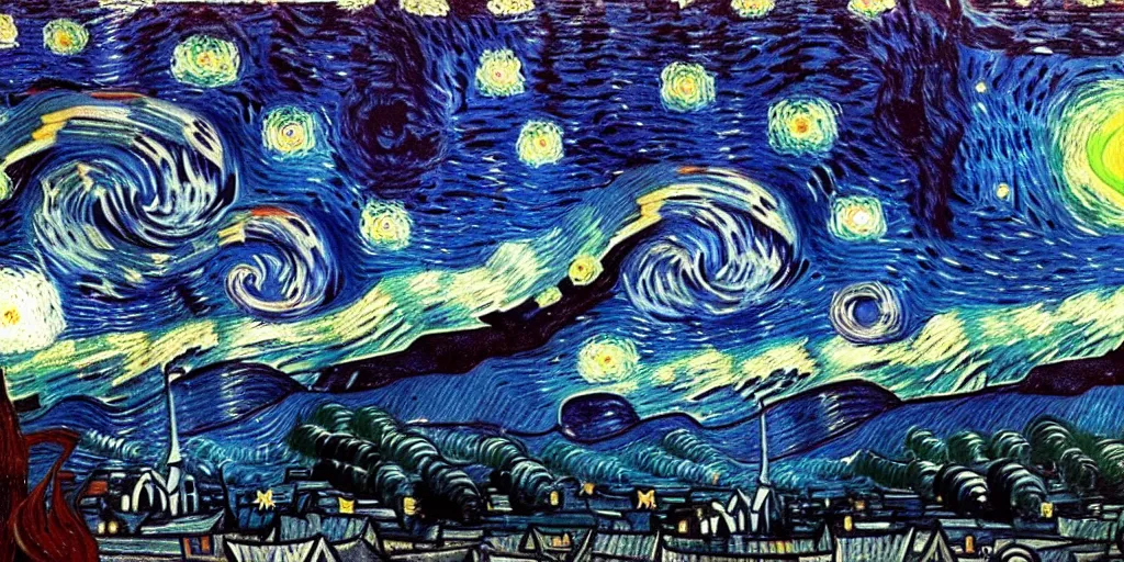 Image similar to outer space with eldritch terror in the middle of composition, cosmic horror, ultra realistic, highly detailed, HD, sharp focus, cinematic lighting, realistic, vivid colors, oil painting, non blurry, sharp, art by van Gogh