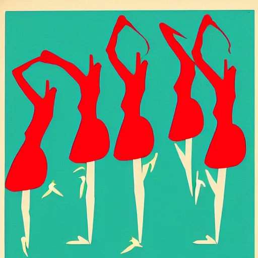 Prompt: duck dancing ballet, mid - century illustration style