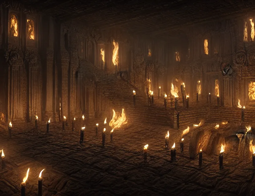 Image similar to a curly group of old sages burning candles, standing leagues taller than the villages below, intricate, ultra detailed, unreal engine, hr giger style, wide - angle lens, sharp focus, illustration, 8 k