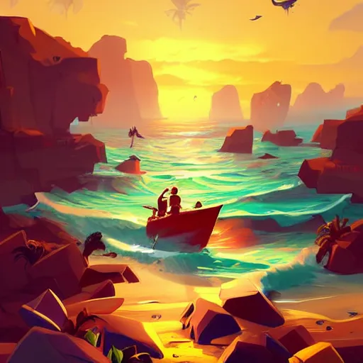 Image similar to painting treasure on sea of thieves game smooth median photoshop filter cutout vector, behance hd by jesper ejsing, by rhads, makoto shinkai and lois van baarle, ilya kuvshinov, rossdraws global illumination