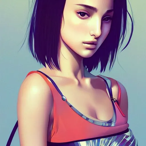 Image similar to a beautiful young kayo shibuya natalie portman alluring gravure model, wearing elaborate designer tank top, by akira toriyama and wlop and ilya kuvshinov and artgerm and, aesthetic, gorgeous, stunning, alluring, attractive, artstation, deviantart, pinterest, digital art