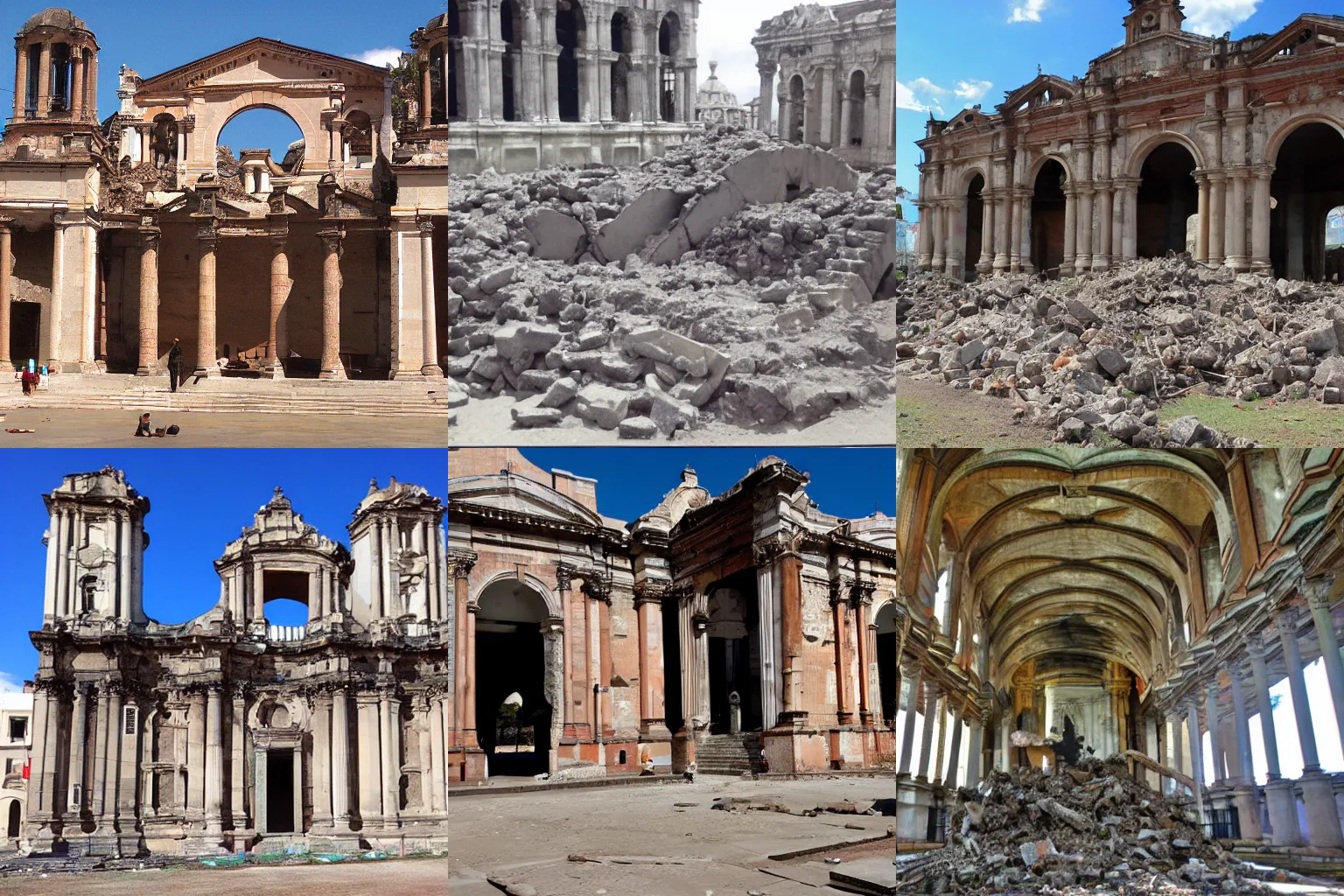 Prompt: Basilica de Luján destroyed