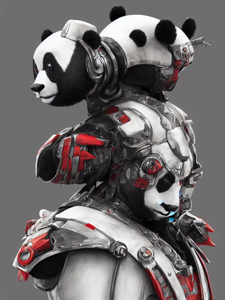 Image similar to “A detailed portrait of a giant robot panda dressed as a samurai, anime, trending on artstation, octane render, cgsociety, 4K, 8K”