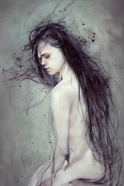 Image similar to a sorrowfull farewell by agnes cecile, beautiful, soft, smooth, solitude, dramatic, peaceful