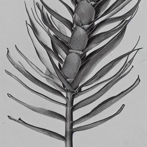 Image similar to botanical drawing of an alien plant species