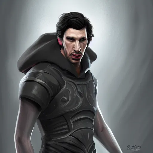 Prompt: adam driver portrait, league of legends, digital painting, concept art, sharp focus, game character