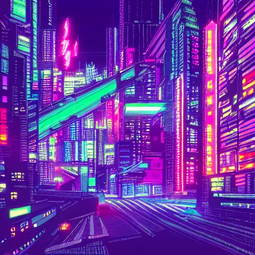 neon city, cyberpunk vibe, pixel art, highly detailed | Stable Diffusion