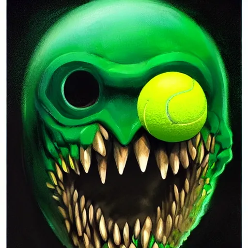 Image similar to a tennis ball monster, digital art, fantasy, magic, trending on artstation, ultra detailed, professional illustration by Basil Gogos