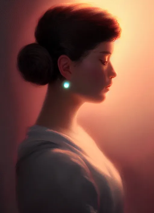 Prompt: portrait of teenage shannon purser, narrow face, black hair, half updo hairstyle, intricate, elegant, glowing lights, highly detailed, digital painting, artstation, concept art, smooth, sharp focus, illustration, art by wlop, mars ravelo and greg rutkowski