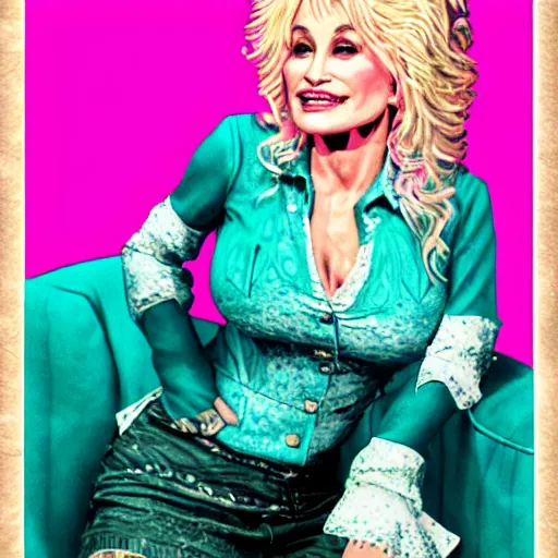 Prompt: young Dolly Parton portrait, posterized, pink